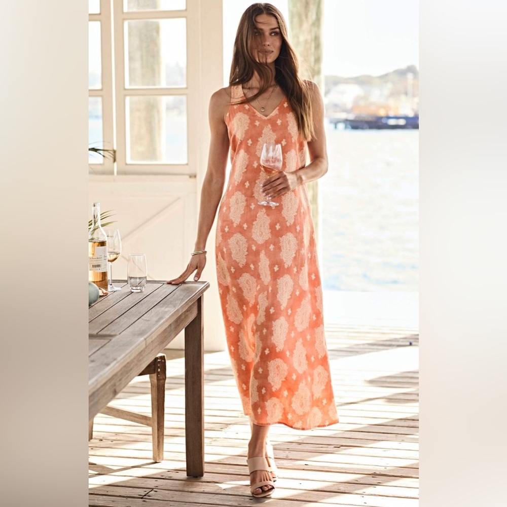J Jill love linen dress with paisley print 100 percent linen size M - Picture 1 of 5